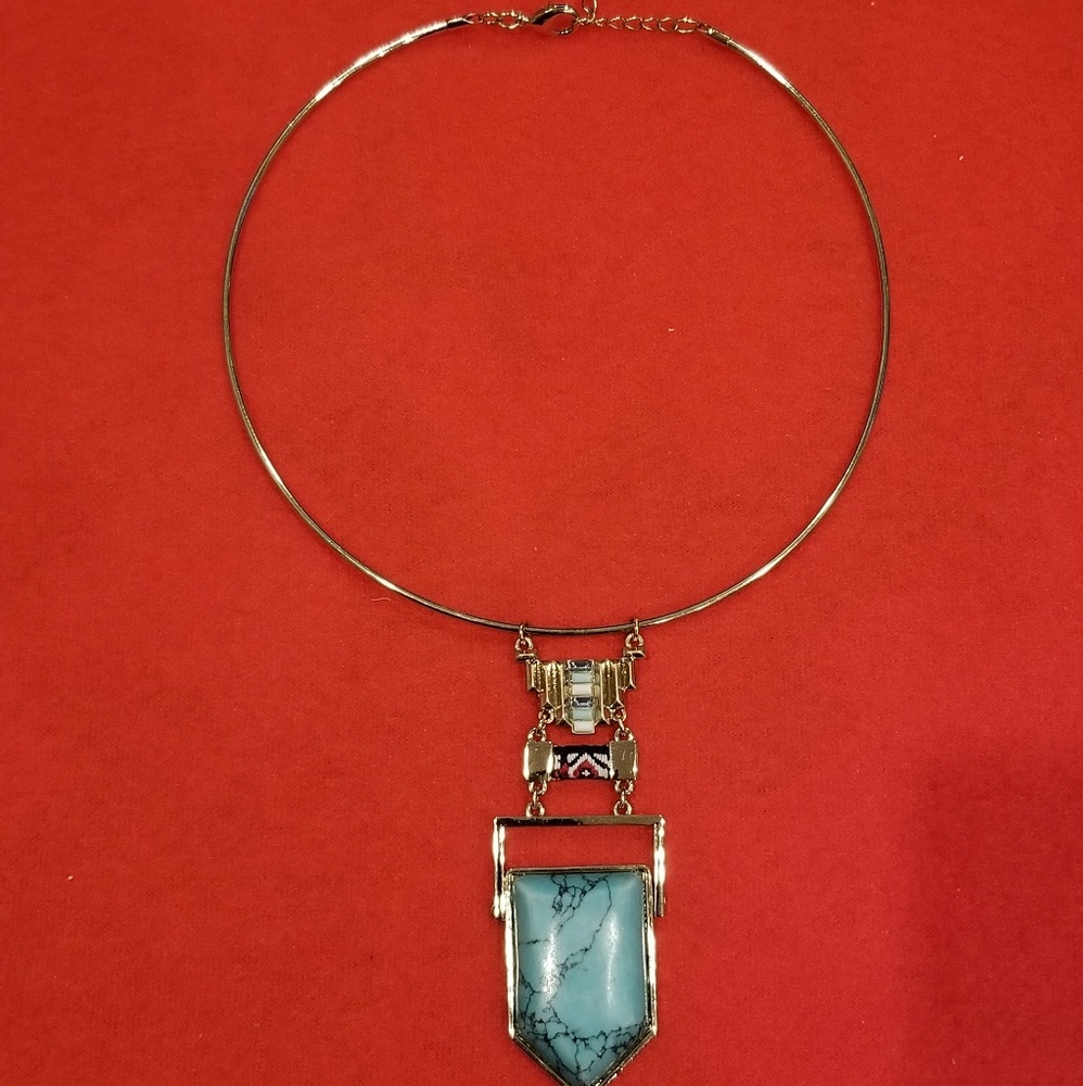 Fashion Statement Necklace With Tourquoise Stone